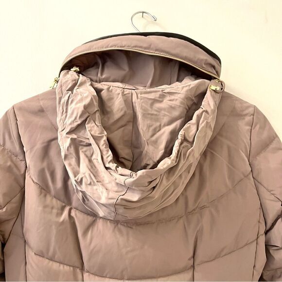 Cole Haan Signature Zip Front Faux Fur Lined Down Puffer Coat Beige Small, NWT - Picture 8 of 8